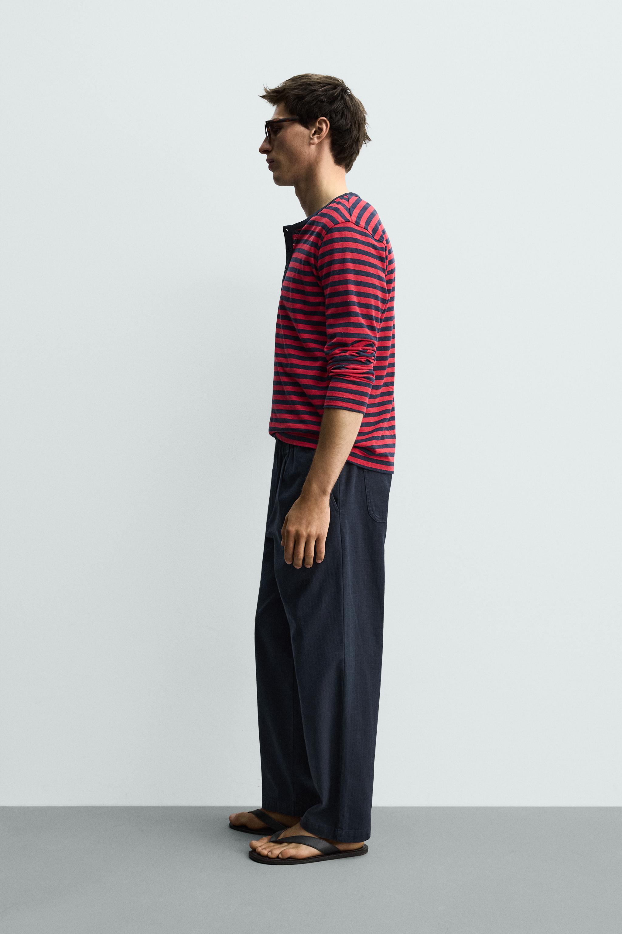 HERRINGBONE RELAXED FIT PANTS